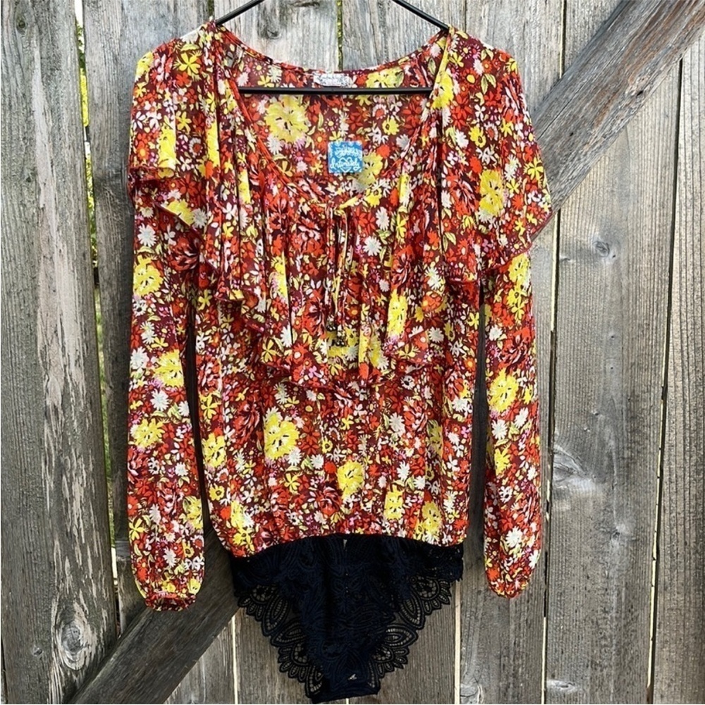 NWT Free People Say It To Me Floral Lace Bodysuit Women’s Size Small